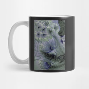 BLUE LAVENDER LARGE FLORAL TRIFFIDS PALMS FERNS TROPICAL FLOWERS Mug